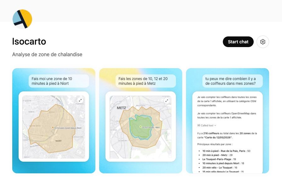 Application Isocarto dans ChatGPT