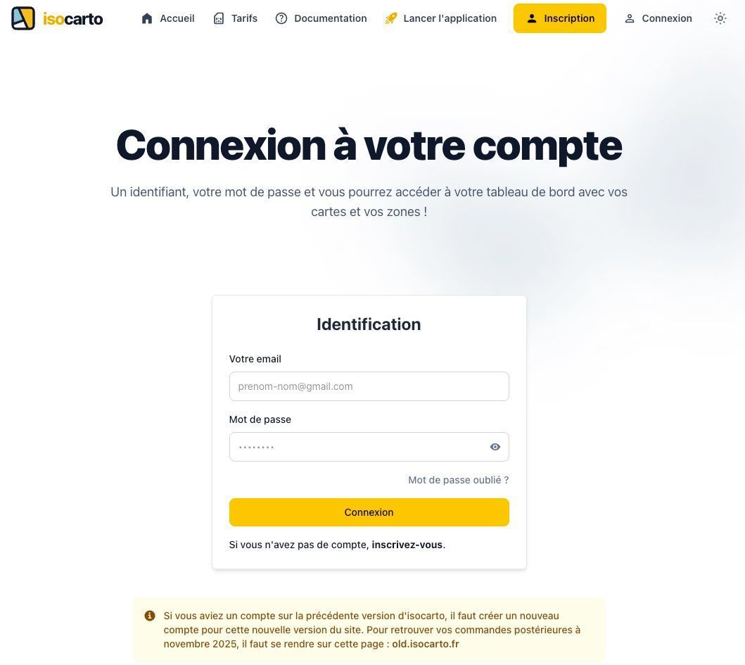 Formulaire de connexion avec champs pour l'email et le mot de passe