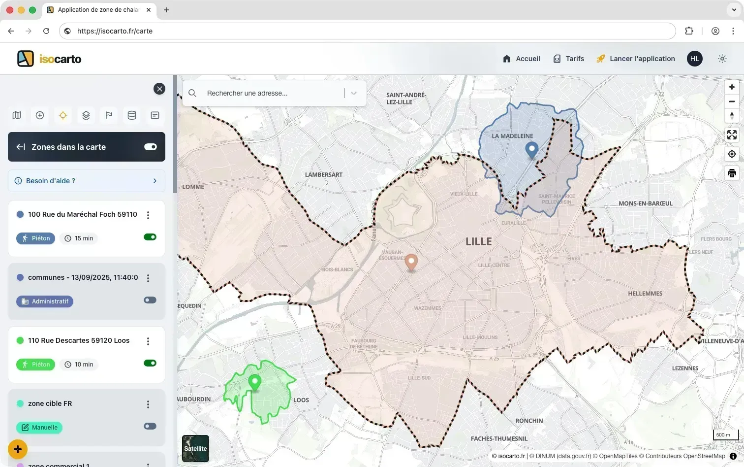 Présentation visuelle de l'interface d'Isocarto avec une carte interactive et des outils d'analyse géographique